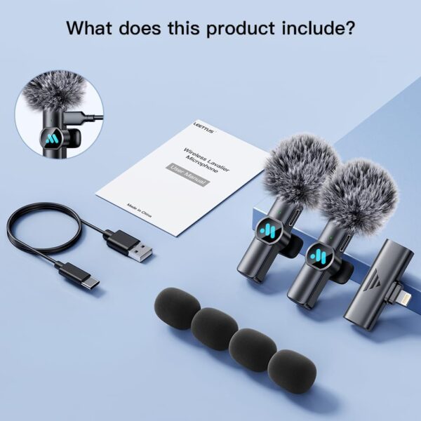 2pcs Lavalier Wireless Microphone for iPhone iPad, Wireless Microphone for Video Recording, Game Live Streaming, Interviews, YouTube, TikTok, Vlog(for iPhone 14 and Below) - Image 4