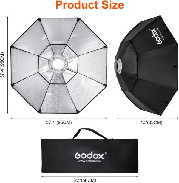 Godox Octagon Softbox 37 inch/95cm Photography Light Diffuser and Modifier with Bowens Speedring Mount for Monolight Photo Studio Strobe Lighting - Image 5